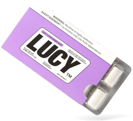 LUCY™ Nicotine Gum 4mg, 100 Count, Berry Citrus - Health Canada Natural Health Product NPN 80108821 - NRT Stop Smoking Aid, Reduce Withdrawal Symptoms & Cravings
