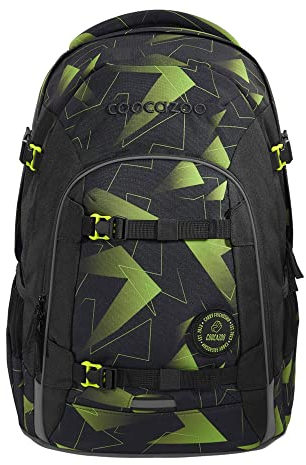 coocazoo Schulrucksack Joker „Lime Flash“, schwarz-grün, ergonomischer & anpassbarer Tornister, höhen- & größenverstellbar, mit Brustgurt & Hüftgurt, ab der 3. Klasse