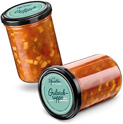 DER PFARÖLLER Gulaschsuppe – 2 Gläser à 400g - Hausgemachte Suppe im Glas mit Rindfleisch & Kartoffeln – leckeres Fertiggericht für Topf & Mikrowelle