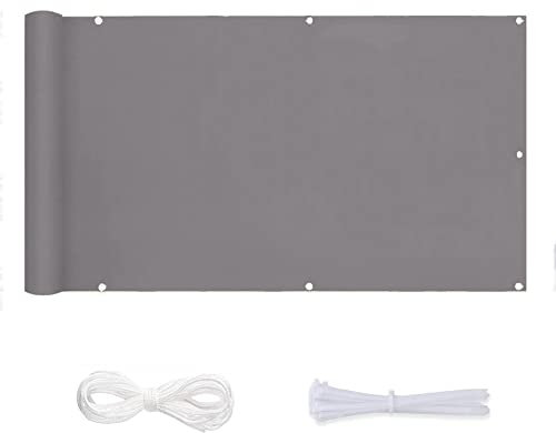 MYUANH Sichtschutz Balkon 0.7x3.5m Windschutz Uv-Schutz HDPE HDPE Balkonbespannung mit Nylon Kabelbinder,Kordel für Balkongeländer Garten, Hellgrau