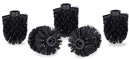 10x spazzole per scopino da bagno, ciuffo di ricambio spazzolone WC, filetto 9,5mm diametro 7 cm, Nero