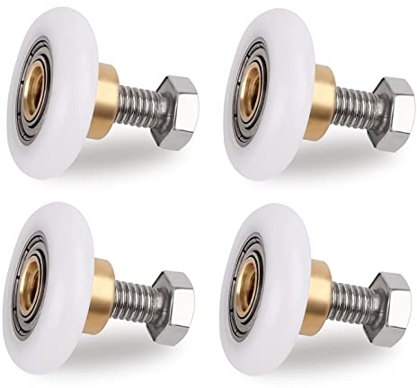 25mm Duschtürrollen Duschkabine Rollen, 4 Stück Ersatzteile Duschkabinen Duschtür Schiebetür Ersatzrollen für Duschkabinentür, obere und untere Ersatzteile