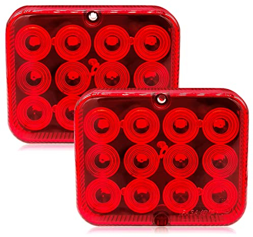 AOJO 2 PCS Feu antibrouillard arrière remorque rouge 12V LED éclairage de brouillard pour Tracteur Camion Caravane - Approuvé ECE E11