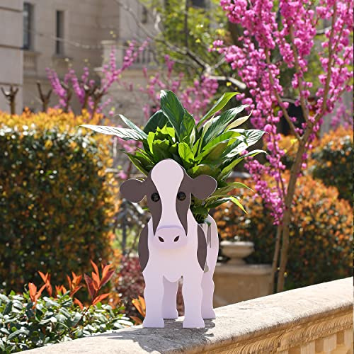 Gochoi Petit Jardinière Pot Cadeaux de Vache pour Les Amoureux de la Vache Femme Trucs Décor Plante Pots Fleurs Mignons pour Décoration Jardin en Plein Aircadeaux Noël ou d'anniversaire,S Milk Cow