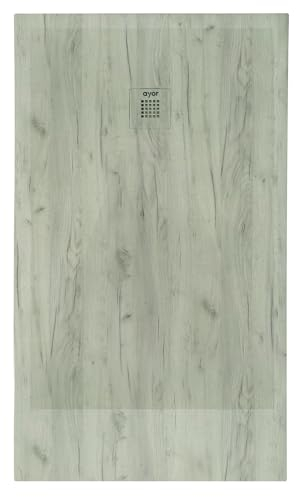ONDÉE - Receveur de douche NATURO - Receveur extra-plat texture lisse - 80x120x3cm - Découpable - Antidérapant classe 2 - Résine - Livré avec bonde - Fabriqué en Europe - Texturé bois