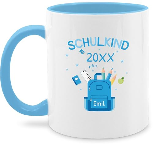Tasse Tassen 325ml - Einschulung Schulanfang - Schulkind Schulranzen - 325 ml - Hellblau - meerschweinchen-tasse personalisierte einschulungsgeschenke schulanfänger 2026 mug name einschulungstasse