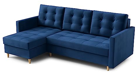 Ecksofa “DIVO” mit Schlaffunktion und Bettkasten - Sofa Bettsofa Couch L form 3 Sitzer Schlafsofa Schlafcouch - Eckcouch Möbel für Wohnzimmer 224 x 144 x 95 cm. Sofabett - Liegefläche: 202 x 140 cm