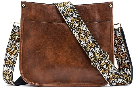 ZOUIQSS Dame Crossbody Taschen Leder Umhängetasche Frauen Hobo Handtasche mit Reißverschluss Schultertasche mit verstellbarem Riemen