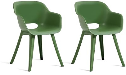 Keter Gartensessel Akola, olivgrün, 2er Set, Kunststoff, 56.7 x 55.8 x 80.1 cm