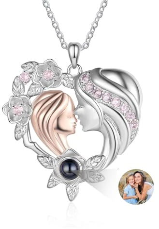 Foto Halsketten für Frauen personalisierte Halskette mit Bild innerhalb Projektion Halskette benutzerdefinierte Foto-Halskette für Frauen Freundin Mom Geburtstag Geschenke (Style 19)