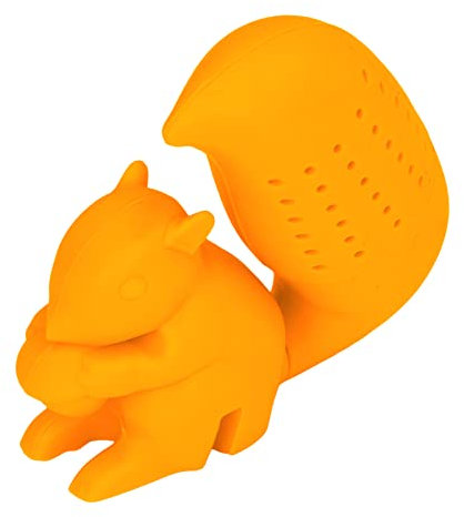 Niedliches Tee-Ei, Eichhörnchen geformt Tee-Ei Filter Silikon-Eichhörnchen Tee-Sieb Lose Blatt Tee-Ei Tier für lose Blatt Kräutertee (Orange)