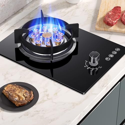 THEGA Gasherd - Gaskocher - Gaskochfeld, Tisch- Und Einbau-Camping-Kochfeld, Gasherd Aus Gehärtetem Glas, Feuerbrenner Mit 9 Hohlräumen, Geeignet Für Küche Und Wohnmobil, 5,2 KW (Size : NG)