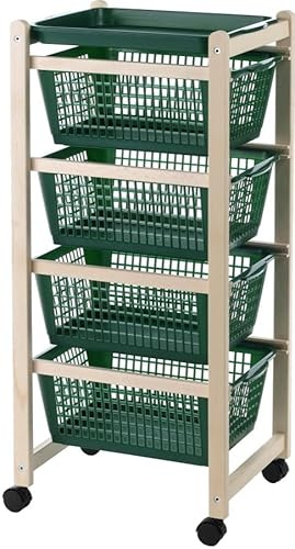 Maury's Carrello Salvaspazio con 4 Cesti in Legno Naturale, Dimensioni 36 x 30 x H82 cm Colori Assortiti per un Arredamento Versatile
