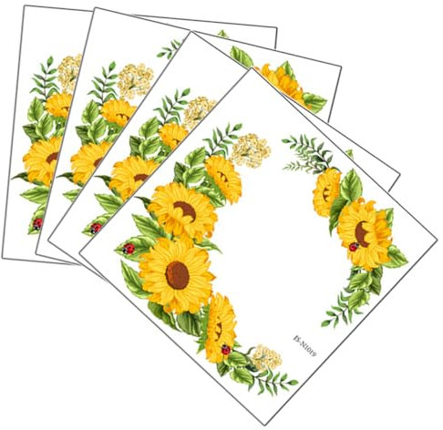SEWOART Selbstklebendes Sonnenblumen Wandtattoo 4 Stück-pack aus Pvc Abziehbar für Glatte Flächen Dekorativ für Kinderzimmer und Wohnzimmer Künstliche Sonnenblume