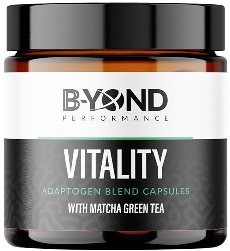Vitality Adaptogen Blend Capsules with Matcha Green Tea, Siberian Ginseng, Maca & Moringa for Immune Support - Energy Supplements by B-Yond Performance, 60 Capsules