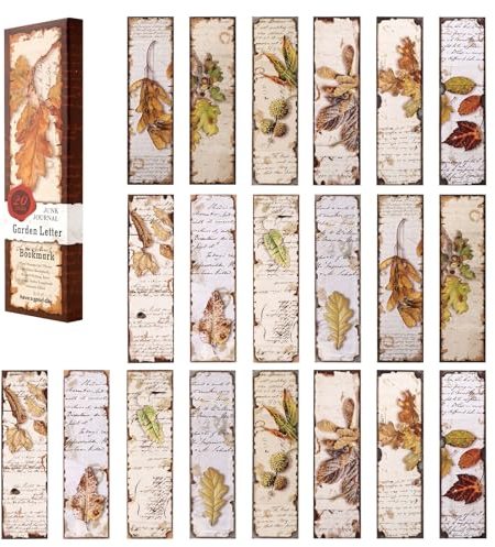 AVECMOI 20 Stück Vintage Botanisches Lesezeichen Set, Herbstblätter Thema Papier Lesezeichen, Lesegeschenk für Lehrer, Studenten, Buchliebhaber