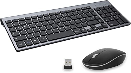 Tastatur Maus Set Kabellos - (Deutsch) USB QWERTZ Funk Tastatur Klein Maus Ultradünne Leise Ergonomisch Tastatur für Computer/PC/Laptop/Smart TV/Windows - Schwarz