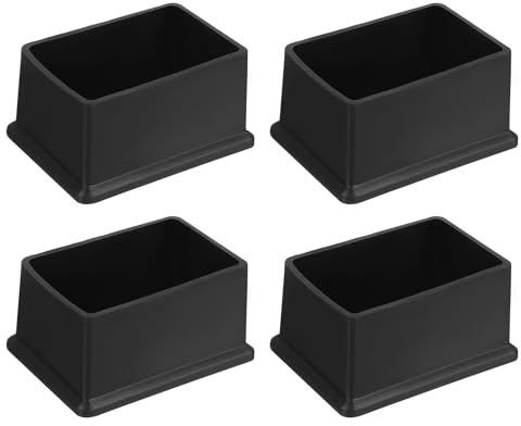 QUARKZMAN 4 Stück PVC Quadratische Stuhlbeinkappen, 60mm x 40mm OD Schwarze Möbelfüße Pads Tischfußabdeckungen Bodenschoner für Terrassentisch Schrank Bettmöbel