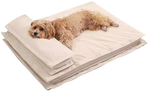 Dog & Cat Bed with Pillow, Washable Small Medium Pet Bed, Egg Crate Orthopedic Foam Dog Beds, Anti-Slip Bottom Pet Sleeping Mat, Suitable for Dogs Up to 44 lbs