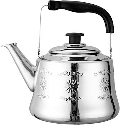 OUYUE Bouilloire Sifflante Bouilloire Sifflante en Acier Inoxydable Bouilloire À Thé avec Poignée Théière pour Cuisinière À Gaz Cuisinière À Induction Théières pour Cuisinière Bouilloire à Flûte(5L)