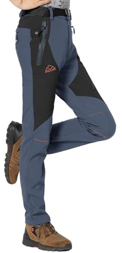 Rdruko Softshellhose Damen Wanderhose Winter Skihose Wasserdicht Schneehose | Winddicht Thermohose Winterhose Warm Gefüttert Outdoorhose Snowboardhose Thermo Trekkinghose mit Taschen