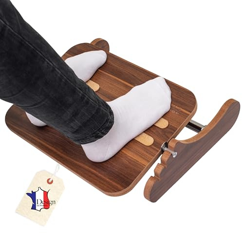 Mszerone Reposapiés de Madera para Oficina – Reposa Pies Ergonómico con Altura Ajustable y Movimiento Basculante – Mejora la Postura en Escritorio o Teletrabajo