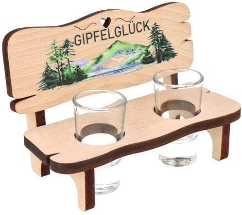 Spruchreif | Schnapsbank Gipfelglück mit Farbdruck und 2 Gläsern | Geschenk für Wanderer | Geschenk für Bergfreunde