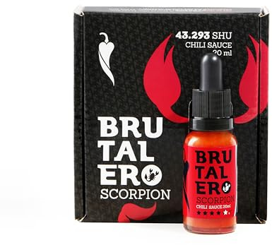 Brutalero Scorpion 20 ml – Salsa Picante Extrema con Cuentagotas – Desafío Picante Trinidad Scorpion – 43.293 SHU – Regalo Gourmet para Valientes