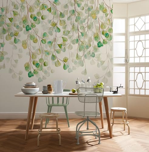 Komar Vlies Fototapete - Douche de Feuilles - Größe 300 x 250 cm - Tapete, Wanddekoration, Wohnzimmer