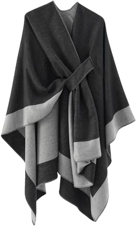 Zetieny Poncho da Donna Reversible Cape Elegante Open Front Winter Cardigan Sciarpa Calda Lavorata a Maglia