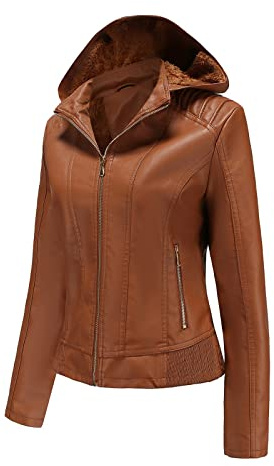 KHIRVWL Giubbotto Chiodo Donna Ecopelle Giacca in Pelle Donna Corta Giubbotto e Tasche con Cerniera Giubbino Biker Vintage a Manica Lunga da Donna Giacca di Pelle Curvy Giacca in Ecopelle Cerniera