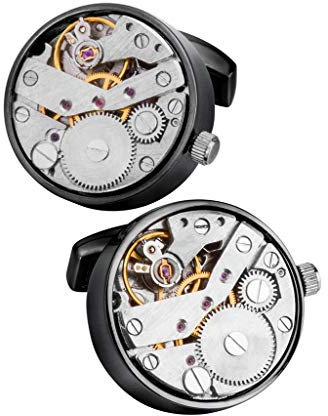 Manschettenknöpfe mit mechanischem Uhrwerk für Herren, Hemd, funktionelle Armbanduhr, Mechanismus, A