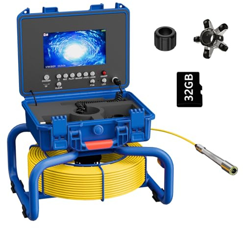 ESANHAO Telecamera Ispezione Tubi 30 Metri 7 DVR Telecamera Endoscopica del Tubo Scarico Fognario Conduttura Industriale IP68 con Contatore di Distanza
