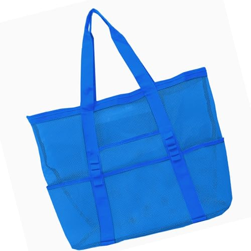 Qsvbeeqj Bolsa de hombro de rejilla de gran capacidad para juguetes de arena bolsa de almacenamiento bolso de picnic bolsa de vacaciones bolsa de playa con múltiples bolsillos para la playa