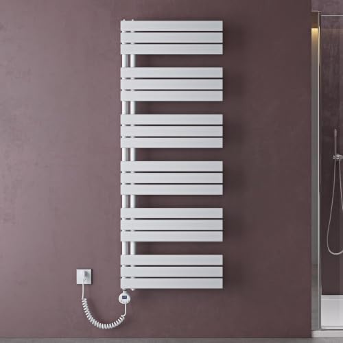 doporro Radiateur de Salle de Bain Sèche-Serviette 159x60cm Radiateur à Eau Chaude Blanc Sèche-Serviettes avec Résistance pour Radiateur 1000W Design FN