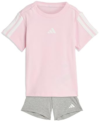 adidas Unisex - Bimbi 0-24 ESSENTIALS T-SHIRT SET, clear pink/white/white, 3-4 Years