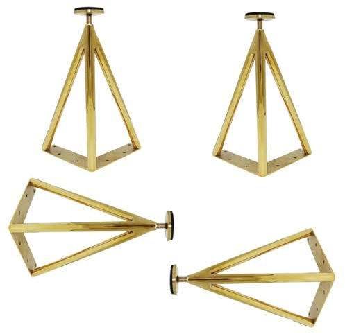 GXLSMSH 4 Stück schwarz-goldene Haarnadel-Tischbeine aus Metall für Couchtisch, Schreibtisch, robuste Dreiecksbeine (Gold, 35 cm), inklusive Befestigungsschrauben
