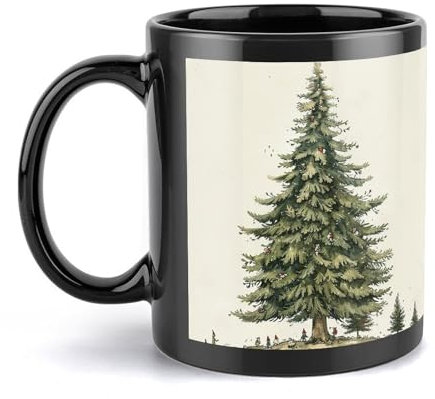 Keramiktasse mit großem Kiefernbaum, große Kaffeetasse mit Griff, einzigartiger Stil für jede Küche, personalisierbar, lustiger Latte-Tasse, ideal für Tee, heiße Schokolade, für Männer, Frauen, Büro