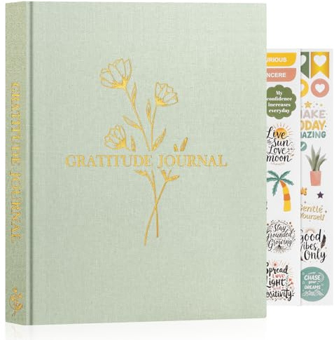 Lanpn Diario de Gratitud Y Manifestación para Mujer Hombre, Journal 5 Minutos las Gratitudes con Afirmaciones, Cuaderno de Agradecimiento Guiado, Personal Growth Reflexión 4 Meses, Inglés, Verde