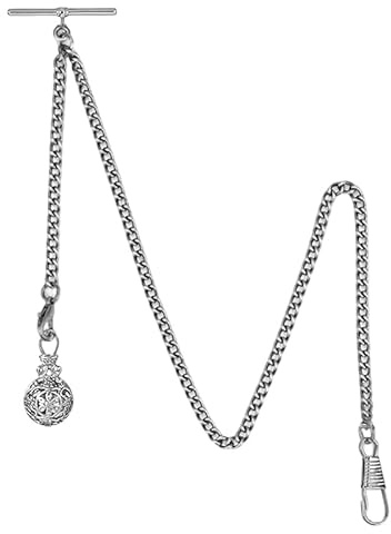 BOSHIYA Albert Silber Taschenkette Mit Blumenhänger, Herren Taschenkette
