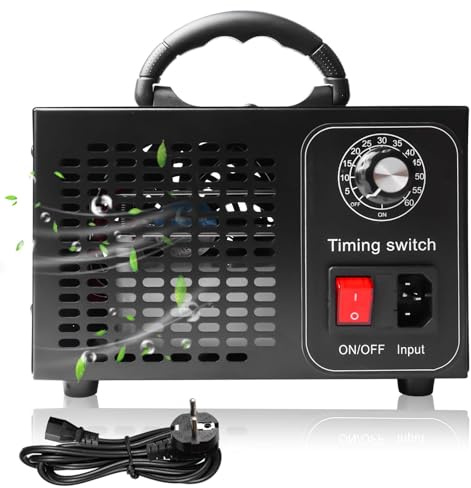 Behogan Ozongenerator 60000mg/Std Ozongerät, O3 Ozongenerator Auto Ozon Luftreiniger mit 60Min Timer bis zu für Wohnung, Industrieller Ozonisator, Ozongerät Auto, Ozonisator für Desinfektion, Schwarz