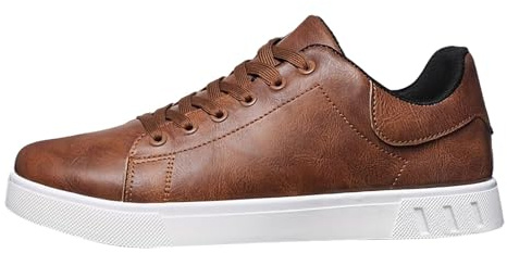 Chaussures de loisirs pour homme - En cuir - Chaussures de sport - Chaussures de sport larges - Couleur unie - Antidérapantes - Semelle plate - Chaussures de fitness confortables