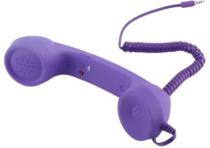 EIMSOAH Microfono per Telefono retrò Vintage, Ricevitore per Telefono Cellulare Anti-radiazioni, Cornetta Telefonica retrò Anni '90 per Cellulare, Fisso con Presa da (Viola)