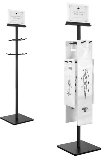 MLLiGAC Wet Umbrella Bag Stand with Free 400 Bags Disposable,Dual Size Umbrella Bags Disposable with Metal Holders for signs,Commercial Wet Bag Wrapper Holder Indoor Entryway