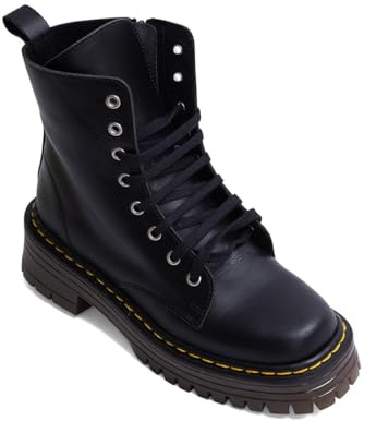 AMPARO INFANTES Botín Mujer Termans 2 Negro Piel Vacuno con Cremallera y Cordón Delantero (NEGRO, 38, Sistema tallas calzado EU, Adulto, Mujer, Números, mediano, 38)
