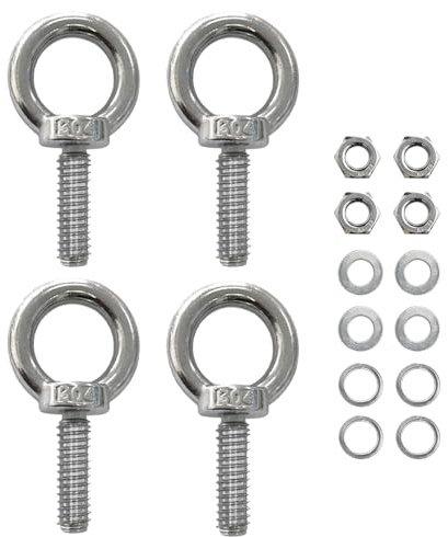 4 Pièces Ensemble de Boulons À Anneau M10, Acier Inoxydable 304 avec Écrous de Blocage et Rondelles, Anneau Inox avec Rondelle et Écrou, pour Applications de Levage et de Fixation Robustes (M10*30mm)