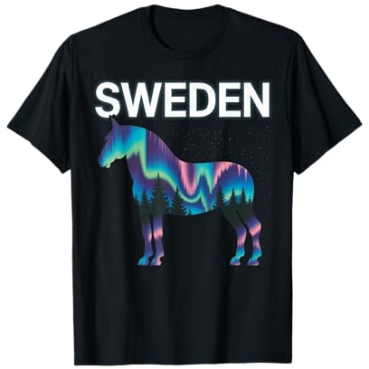 Dala Horse Suecia Aurora Boreal Aurora Boreal Camiseta