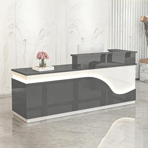 yurstcggh Empfangstheke Holz,Moderne Empfangstresen,Rezeptionstheke Ecke,Front Theke Bürotheke Rezeption Tisch für Büro,Geschäft,Friseursalon,Studio oder Empfangsbereich 140×60×100cm