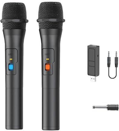 Hushåll K-song mikrofon intelligent brusreducering tvåpersoners kör karaoke VHF fast frekvens USB-driven automatisk anslutning 30 meter avstånd 15 W utgång lämplig för högtalarenheter med M
