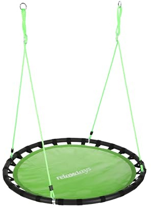 Relaxdays Nestgunga, rund hängande gunga, för barn och vuxna, justerbar, utomhus, Ø: 120 cm, upp till 100 kg, grön